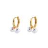 Pendientes de Perla con Baño de Oro Real, Elegantes y Sencillos, Lujo Ligero, Versátiles, de Alta Gama, Diseño Único, Joyería para Orejas para Mujer