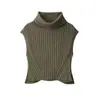 Comércio Exterior Amazon Transfronteiriço Roupas Femininas Outono 2025 Novo Design Gola Alta Moda Slim Sem Mangas Colete de Tricô para Mulheres