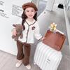 Traje de viento pequeño fragante para niñas primavera y otoño estilo occidental moderno ropa infantil rojo de internet dos piezas ropa de otoño para bebé una generación de cabello