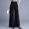 Calça elegante e versátil estilo alfaiataria de perna larga, design primavera/outono 2026, alta qualidade, cintura alta, caimento solto, calça casual que afina.