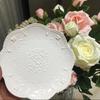 Plato de cerámica para dim sum de pastel con relieve de estilo europeo, plato pequeño de 6 pulgadas, plato plano de disco pequeño, plato de porcelana blanca para el hogar
