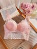 Maravilha Floral # Lingerie Sexy Doce e Pura de Renda para Mulheres, Fina, Sem Aro, Retratora de Seios e Sutiã com Costas Lindas