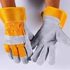 Guantes de soldador de cuero suave anti-escaldaduras de piel de vaca, resistentes a altas temperaturas, con forro polar de invierno, guantes protectores de soldadura resistentes al desgaste, protección laboral