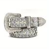 Cinto Strass Bling, Cinto Punk Diamante Hot Girl, Fivela de Pino, Fivela de Metal Retro em Estoque, Linhas Geométricas
