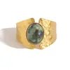 Anillo de Piedra Natural con Textura Martillada Vintage Acero Inoxidable 18K Anillo Abierto Estilo Nicho de Alta Gama Anillo Abierto al por Mayor
