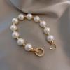 Pulsera de Cobre con Microincrustaciones de Zircón y Perla de Imitación Moda Coreana Pulsera de Celebridad de Internet Personalidad Temperamento Diseño con Cuentas Pulsera con Sentido del Diseño para Mujer