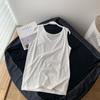 Camisola Estilo Linho Floco de Neve para Mulheres, Estilo Coreano de Verão, Versátil para Usar por Baixo ou por Cima, Decote Ovo, Emagrecimento, Caimento Solto, Cor Sólida, Top Sem Manga