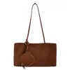 Bolsa de mano informal de terciopelo mate para mujer, nuevo modelo 2026, sensación de alta gama, gran capacidad, para ir al trabajo, de hombro y para llevar debajo del brazo