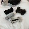 Moda de otoño e invierno: patrón floral de puntos, tela de lana sintética, scrunchie grande, estilo retro coreano, pasador pequeño inspirado en Chanel para coletas, accesorio para el cabello