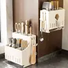 Suporte de facas de cozinha, porta-hashis, suporte de facas multifuncional de parede, suporte de armazenamento de facas integrado, suporte para pendurar facas e colheres