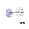 F136 titanio Ópalo redondo aretes de botón para pastel piedra ópalo redonda uña para hueso de la oreja transfronterizo aleación de titanio G23 joyería para perforación corporal