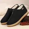 Zapatos de Algodón, Zapatos de Tela del Viejo Pekín para Hombre, Forrados de Felpa, Cálidos y Engrosados, Zapatos de Papá, Suela Suave, Zapatos Cómodos para Personas Mayores