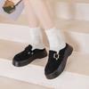 Meia-chinelo Feminino Estilo Birkenstock Baotou com Solado Grosso e Sem Tira no Calcanhar, Novo Modelo Primavera/Verão 2026, Cor Sólida, Salto Médio com Fivela