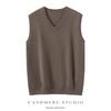 Venta al por mayor de fábrica Hilo Consinee Elegante 100% Cachemira Pura Chaleco de Cuello V Chaleco para Hombre Suéter Casual Holgado Hombre