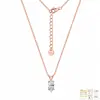Collar de plata de ley S925 con moissanita completa, cadena simple ajustable para la clavícula con cuatro puntas y corte marquesa, venta directa de gran éxito transfronterizo
