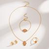 Conjunto de Joyería Fátima Circonita Micro-Incustada Circonita Roja Collar Personalizado Pendientes Anillo Pulsera Conjunto de Joyería Transfronterizo