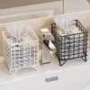 Caja de Almacenamiento para Toallas Faciales Usadas Reutilizada como Estante de Baño para Cosméticos y Artículos de Tocador en el Lavabo
