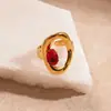 Anillo de Luz Ovalado Irregular de Acero Inoxidable Lujo Gama Alta Nicho Exagerado Anillo Joyería de Mano Transfronteriza Europea y Americana Venta al por Mayor