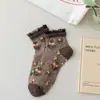 Calcetines Cortos para Mujer, Calcetines Finos de Encaje para Primavera y Verano, Calcetines Cortos Transpirables de Flores Dulces de Verano para Mujer, Venta al por Mayor