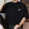 Camiseta Branca de Algodão Puro Pesado 260g Masculina Manga Curta Gola Redonda com Estampa Divertida Camiseta Solta de Algodão Integral Manga Meia