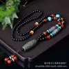 Colar pingente de ágata Xizang nove olhos conta do céu atacado estilo étnico retrô para homens e mulheres pingente de corrente para suéter conta do céu