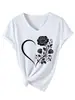 Amazon Wish loja independente moda casual elegante feminina coração rosa gola V manga curta camiseta comércio exterior transfronteiriço