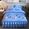 Nuevo Juego de Falda de Cama Engrosada de Cuatro Piezas para Bodas, Colcha, Funda de Edredón, Juego de Cama para Camas Individuales y Dobles, Mayoreo