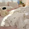Juego de Ropa de Cama de Gasa de Doble Capa Grado Materno e Infantil Clase A, Sábana y Funda de Edredón, Juego de Tres Piezas de Funda de Edredón 100% Algodón para Dormitorio de Estudiantes, Estilo Ins