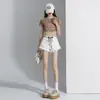 Shorts de Mezclilla para Mujer Verano 2025 Nuevos de Cintura Alta Adelgazantes Estilo Chica Caliente Ropa Exterior con Flecos y Borde Deshilachado de Línea A Pantalones Cortos Calientes