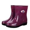 Botas de chuva da moda para adultos Botas de algodão quentes impermeáveis antiderrapantes resistentes ao desgaste de cano médio Galochas roupa de exterior lindas botas de chuva