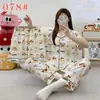 Pijama lindo de cachorro de manga larga para mujer, primavera, otoño, verano, algodón nube de manga corta, pantalón largo, conjunto de tres piezas, ropa de casa de dibujos animados
