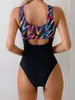 Nuevo Traje de Baño Enterizo Estilo Europeo y Americano para Mujer, Traje de Baño de Competición, Secado Rápido, Deportivo Conservador Enterizo Traje de Baño Competitivo Transfronterizo al por Mayor