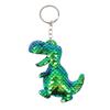 Llavero de dinosaurio de lentejuelas reflectante de doble cara, colgante para bolso de mujer, accesorios al por mayor