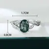 Anillo de Moda Versátil para el Trabajo Anillo de Plata de Ley S925 Ovalado con Cuatro Garras Borde de Ágata Forma de Hoja Incrustado con Diamante Blanco