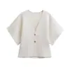 Cardigan Tricot Simples Manga Curta Gola V Elegante Moda Nova 2025 Estilo Europeu e Americano Transfronteiriço Feminino Atacado 4192101