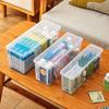 Caja de medicina pequeña con tapa abatible, caja de almacenamiento rectangular apilable portátil con tapa, almacenamiento transparente, caja de subembalaje para medicamentos