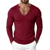 Suéter Casual de Punto Acanalado de Cuello en V Profundo para Hombre 2026 Color Sólido Ajuste Muscular Delgado