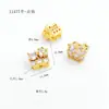 Chapado en oro de 18K14K, fuerte retención del color, incrustado con circonita de colores, gato, cangrejo, estrella, cuentas espaciadoras, colgante, accesorios para joyería DIY