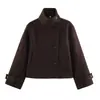 Para Comercio Exterior Europeo y Americano Transfronterizo Ropa de Mujer Aliexpress Más Vendido Casual Versátil Chaqueta Abrigo Corto de Lana con Cuello Alto