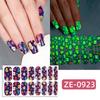 Zhengxiang Película de Esmalte de Uñas Nueva Transfronteriza Pegatinas para Uñas Halloween Luminosas Europeas y Americanas Fantasma Oscuro Calabaza Calavera Pegatinas para Uñas