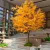 Árvore Ginkgo Artificial, Árvore Falsa Amarela, Folhagem para Janela Interna e Externa, Decoração de Árvore Real, Paisagismo, Ornamento de Árvore dos Desejos para Hotel