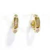 Pendientes Europeos y Americanos de Lujo Ligero con Circonita en Forma de C, Aros de Moda de Gama Alta para Nicho, Pendientes Ovalados Geométricos, Joyería de Comercio Exterior para Mujeres