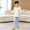 Novo Conjunto De Rong de Casa para Crianças 2026 para Meninos e Meninas, Outono e Primavera Quente Desenho Animado Gola Redonda Manga Longa Pijama Duas Peças