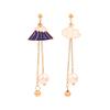 Nuevos Pendientes Asimétricos de Nube Estilo Japonés de Moda Pendientes Largos de Perla de Algodón con Cuentas Pequeñas Doradas B351
