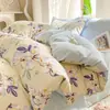 Juego de ropa de cama de algodón estilo Ins de cuatro piezas juego de tres piezas de algodón fresco para dormitorio de estudiante sábana funda de edredón