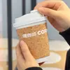 Celebridad de Internet Taza de Café con Grano de Madera Suave Taza Desechable para Té de Leche Taza de Papel con Tapa Taza de Embalaje para Bebidas Calientes Logo Impreso