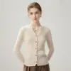 Nuevo cárdigan de cachemira Otoño 2026 para mujer, talla pequeña, cuello en V, tejido de punto acanalado vertical, adelgazante, suéter, abrigo, para la oficina