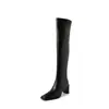Botas por encima de la rodilla para mujer tacón alto otoño e invierno 2023 Nueva Moda punta cuadrada tacón grueso botas de caña alta Botas de jinete botas altas para chica popular