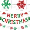 Banner de Papel Brillante Feliz Navidad Transfronterizo con Banderines de Copos de Nieve Rojos y Verdes Parpadeantes para Decoración Festiva