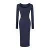 Puro e sedutor, decote U sexy, caimento justo ao corpo, valoriza a silhueta, vestido base de manga comprida, vestido longo justo estilo sereia para mulheres, nova coleção de outono